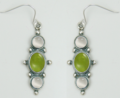 Sterling Silver Drop Dangle Earrings With Peridot And White Moonstone